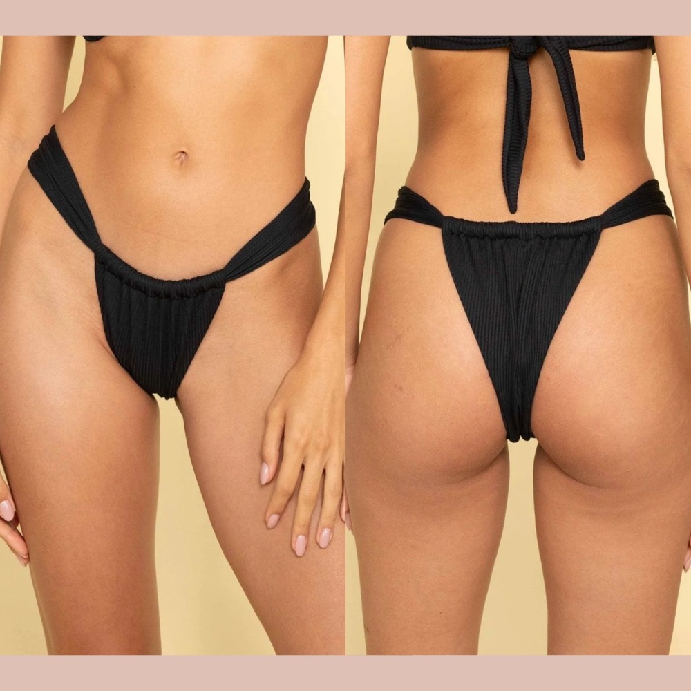 NEW $92 Montce [ Medium ] Sandra Rib Bikini Bottom‎ in Black #U1949